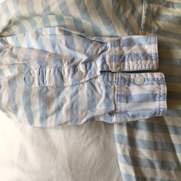 UO M Thick Stripped Cotton Button Down in Blue - Picture 4 of 5
